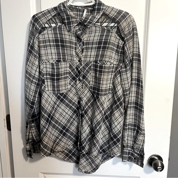 Free People Stitch Detail Plaid Long Sleeves Shirt Gray Multi
XS Runs Big - Picture 1 of 10